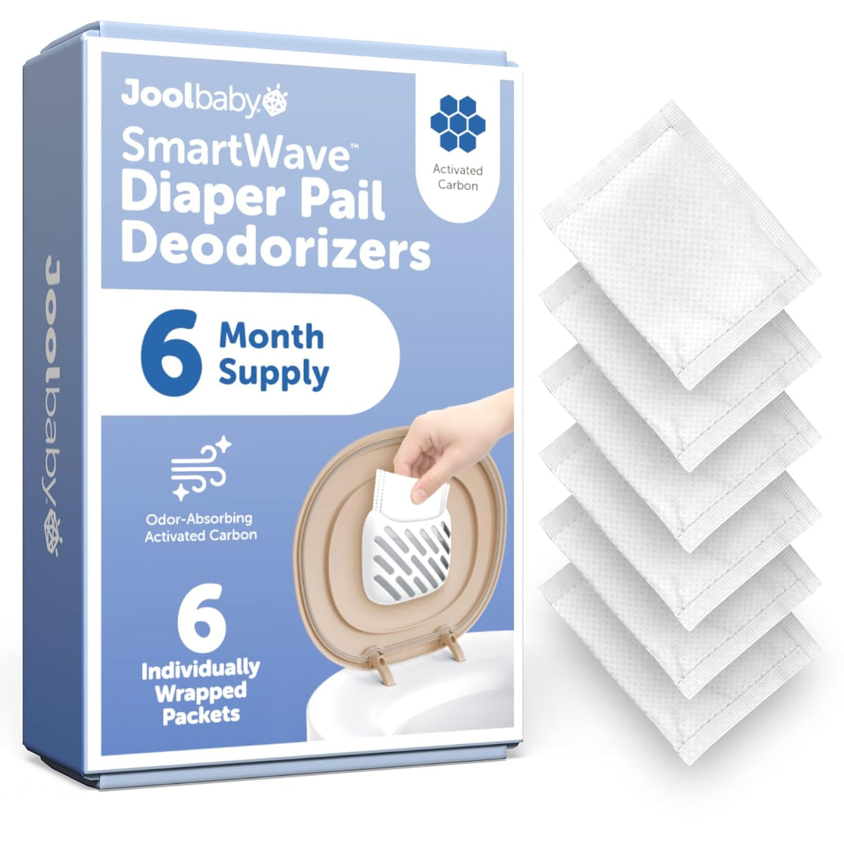 Diaper Pail Deodorizers – Activated Carbon Helps Eliminate Odors & Keep Your Nursery Smelling Fresh – Fragrance-Free (6 Pack)