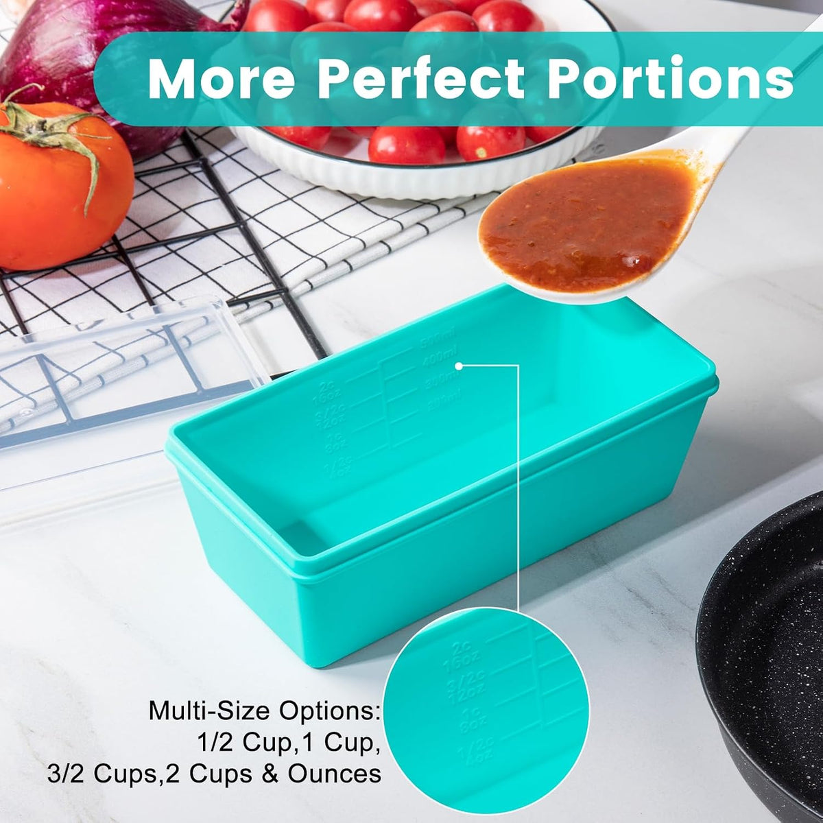 Gemice 1-Cup Silicone Freezer Molds with Lids, Individual 4-Pack