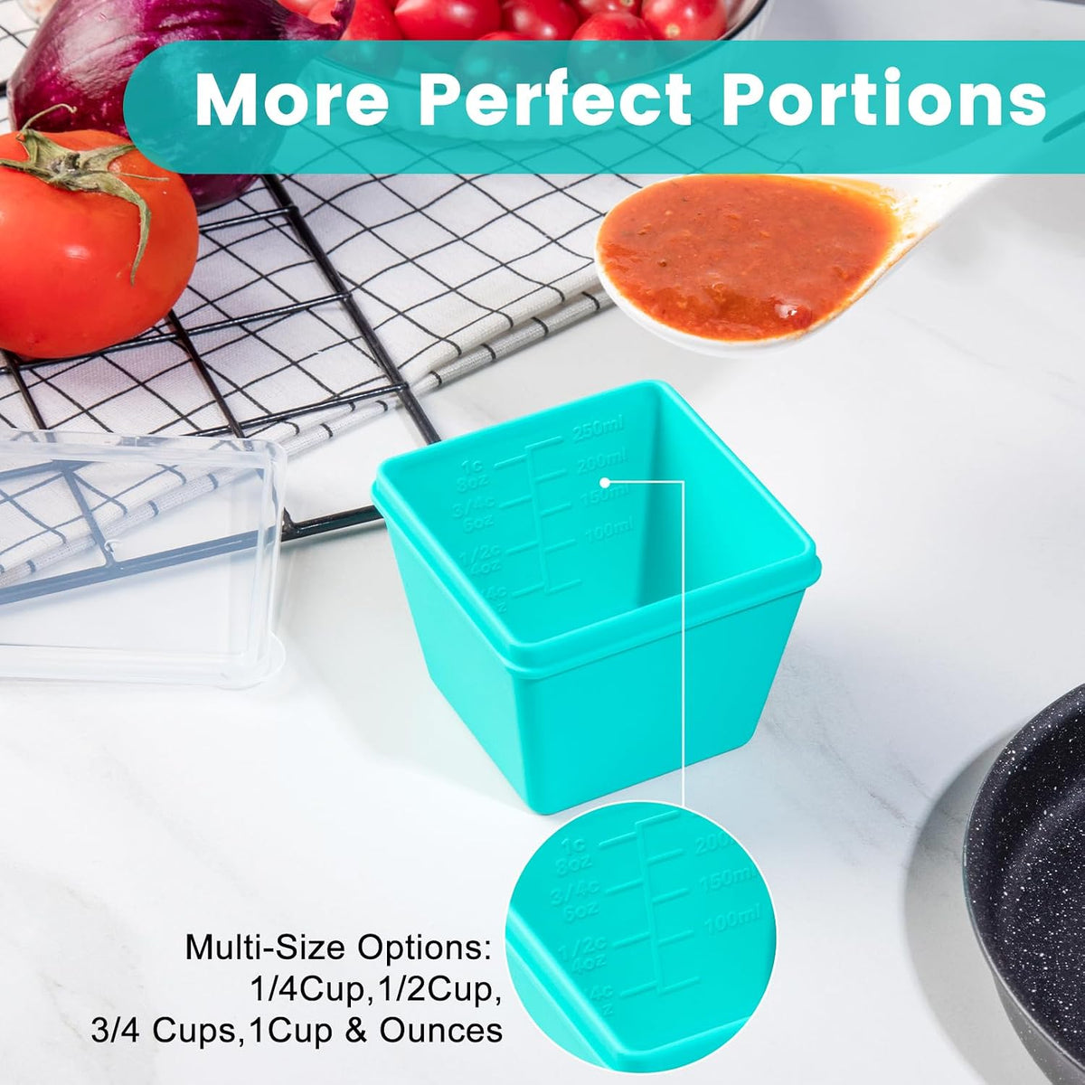 Gemice 1-Cup Silicone Freezer Molds with Lids, Individual 4-Pack