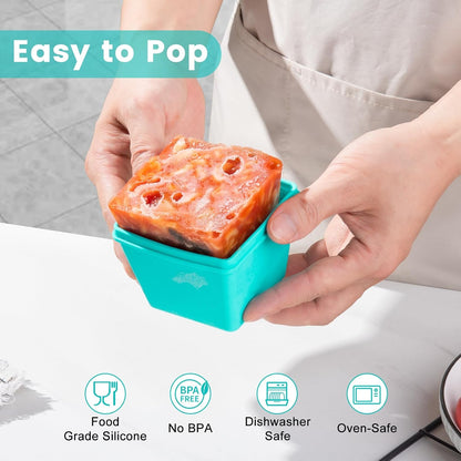 Gemice 1-Cup Silicone Freezer Molds with Lids, Individual 4-Pack