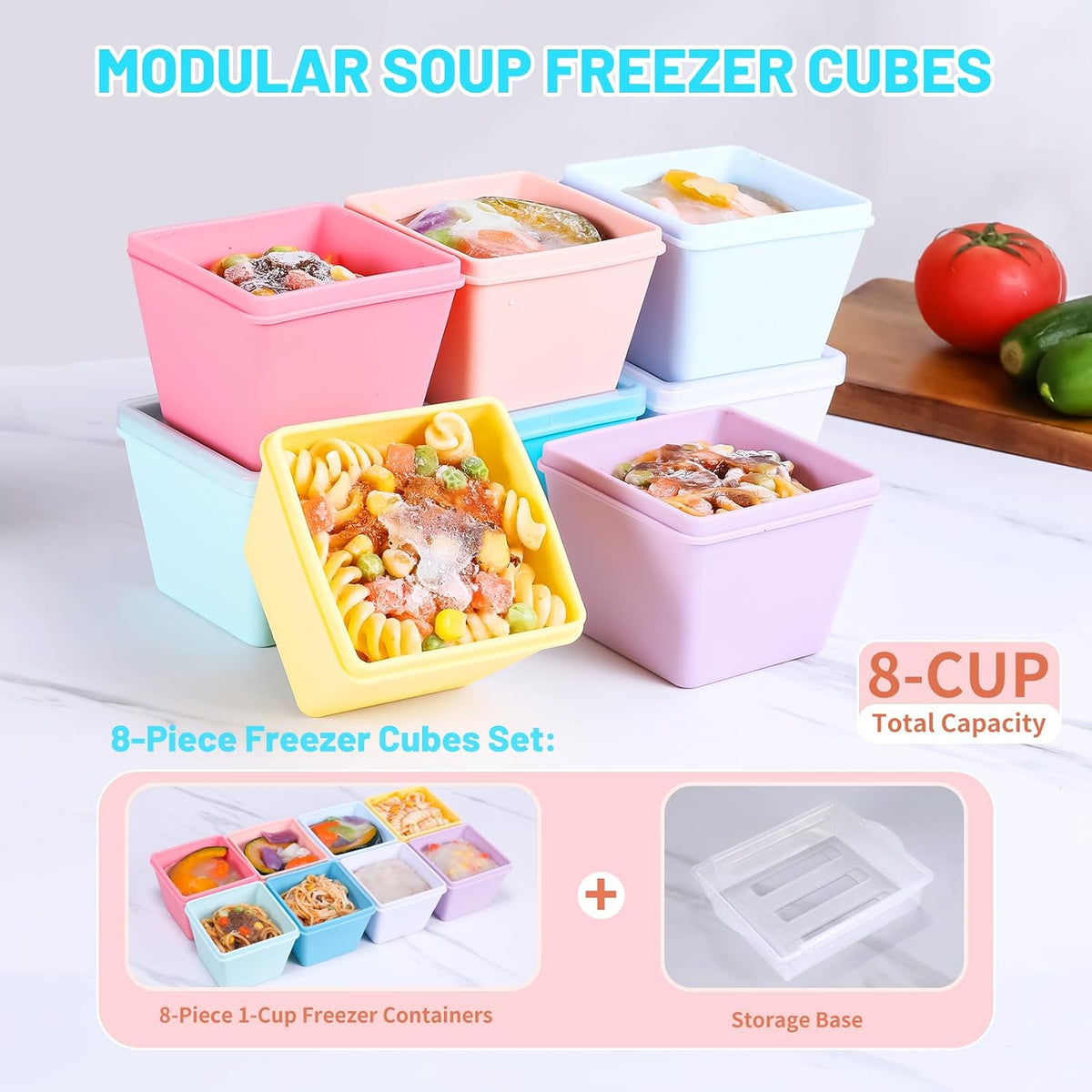 Gemice 1-Cup Silicone Freezer Molds with Lids, Individual 4-Pack