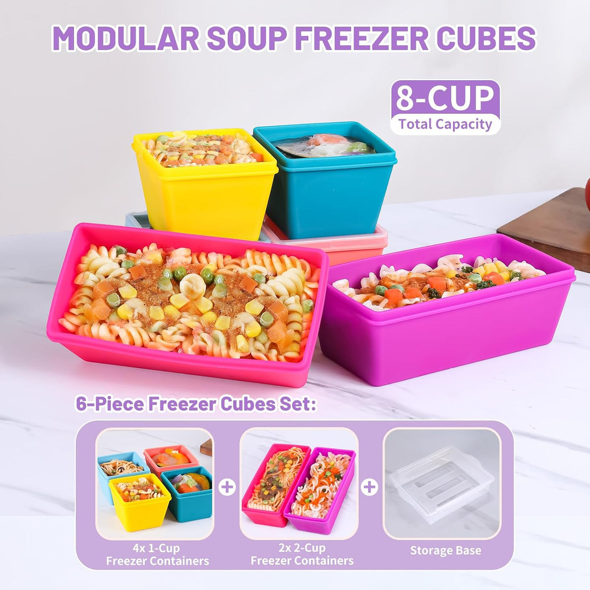 Gemice 1-Cup Silicone Freezer Molds with Lids, Individual 4-Pack