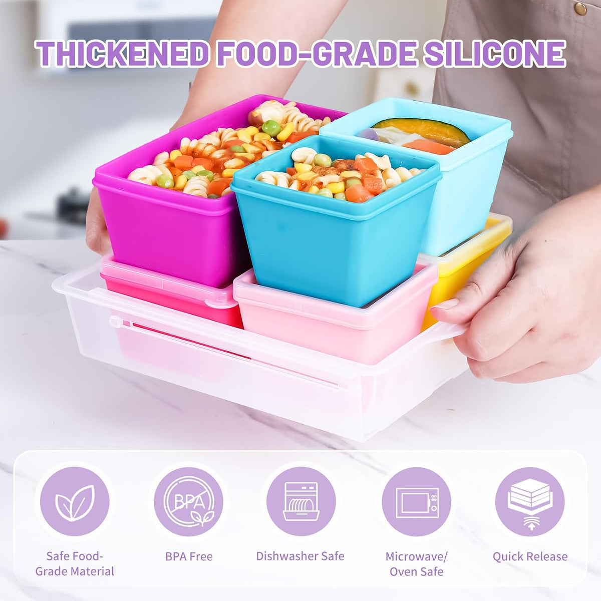 Gemice 1-Cup Silicone Freezer Molds with Lids, Individual 4-Pack