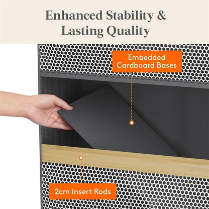 Over The Door Hanging Storage Organizer, 5-Tier Large Capacity Mesh Wall Storage Caddy with Side Pockets for Bathroom Bedroom Pantry