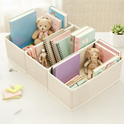 Small Foldable Fabric Drawer Organizer 3-Pack - 11" Breathable Closet & Dresser Storage Bins for Underwear, Socks, Baby Clothes & Bras, Grey