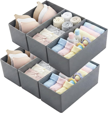 Small Foldable Fabric Drawer Organizer 3-Pack - 11" Breathable Closet & Dresser Storage Bins for Underwear, Socks, Baby Clothes & Bras, Grey