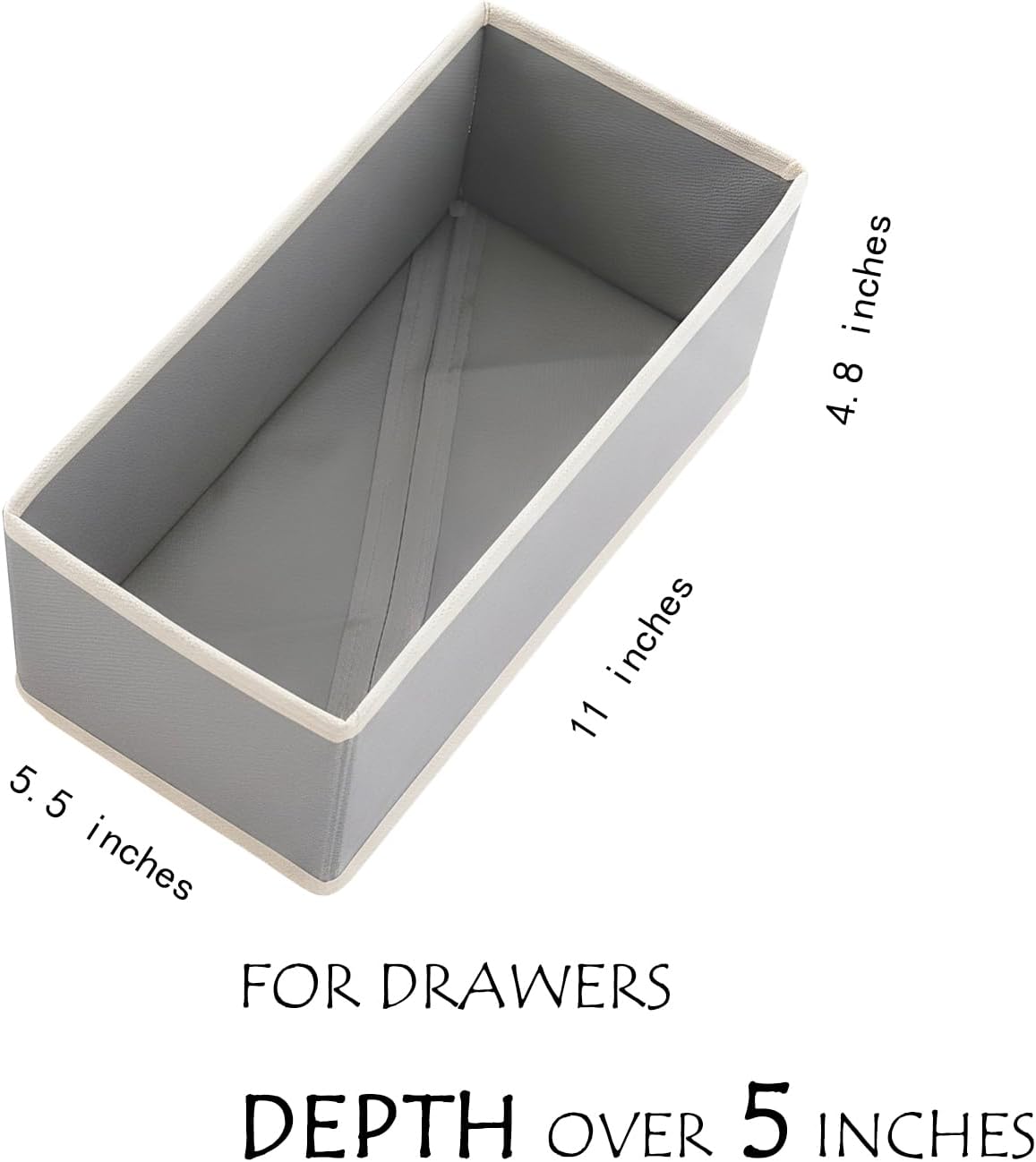 Small Foldable Fabric Drawer Organizer 3-Pack - 11" Breathable Closet & Dresser Storage Bins for Underwear, Socks, Baby Clothes & Bras, Grey