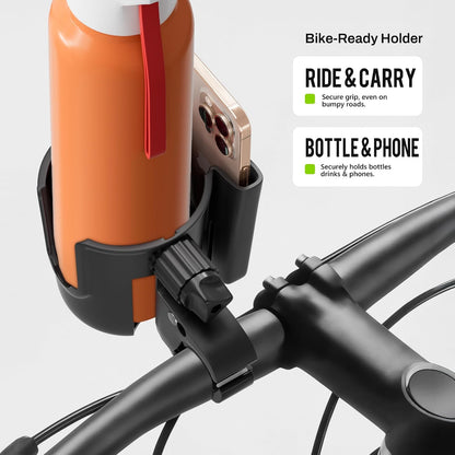 Universal Stroller Cup Holder - 2-in-1 Wheelchair Cup Holder Adjustable Bike Drink Holder with Phone Holder Accessories for Rollator,Bike,Scooter,Walker(Beige)
