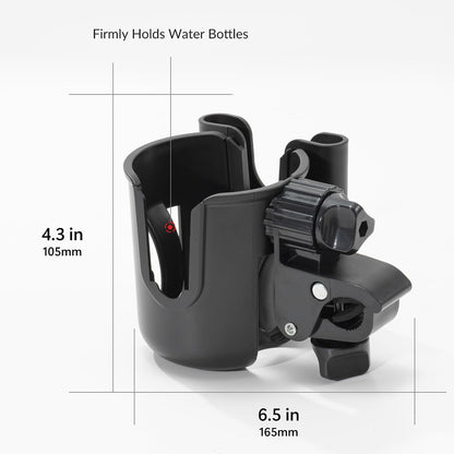 Universal Stroller Cup Holder - 2-in-1 Wheelchair Cup Holder Adjustable Bike Drink Holder with Phone Holder Accessories for Rollator,Bike,Scooter,Walker(Beige)