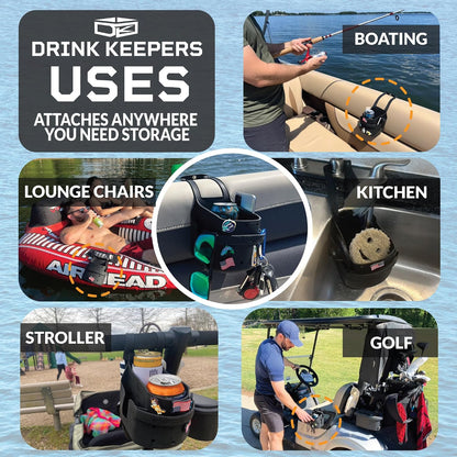 Drink Keeper Stroller Cup Holder with Phone Holder - Universal Organizer for Stroller, Wagon & Bike | Extra Large for Big Cups + Pockets for Phone & Keys | Hands-Free, Clamp-On, No Tools