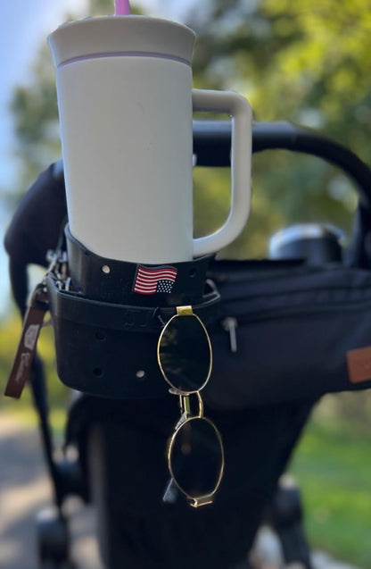 Drink Keeper Stroller Cup Holder with Phone Holder - Universal Organizer for Stroller, Wagon & Bike | Extra Large for Big Cups + Pockets for Phone & Keys | Hands-Free, Clamp-On, No Tools