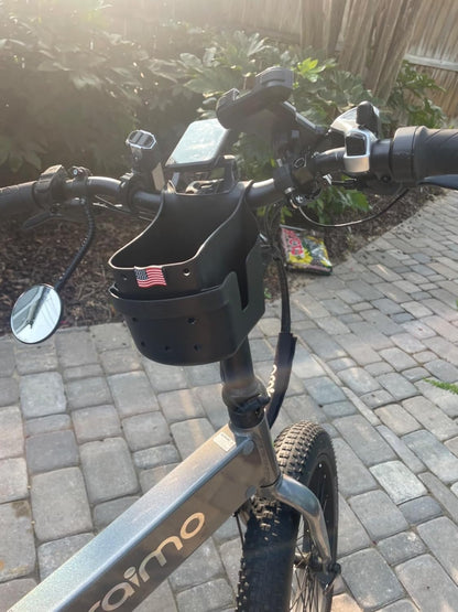 Drink Keeper Stroller Cup Holder with Phone Holder - Universal Organizer for Stroller, Wagon & Bike | Extra Large for Big Cups + Pockets for Phone & Keys | Hands-Free, Clamp-On, No Tools