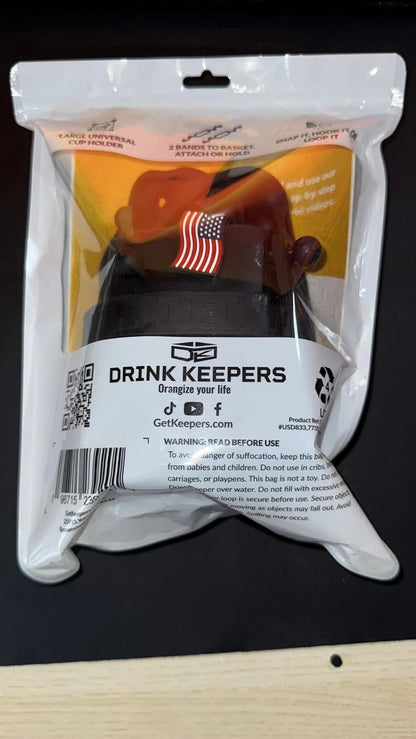 Drink Keeper Stroller Cup Holder with Phone Holder - Universal Organizer for Stroller, Wagon & Bike | Extra Large for Big Cups + Pockets for Phone & Keys | Hands-Free, Clamp-On, No Tools