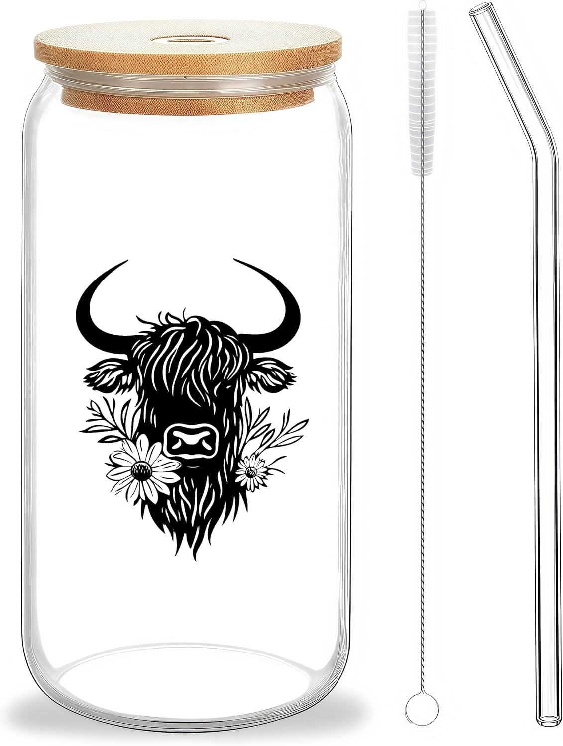 Cute Owl Glass Cup With Lids And Straws, Owl Gift For Women, IIced, Coffee, Smoothie, Cocktail, Beer, Whiskey, Soda, Matcha,16 Oz, Home Office Table Desk Decoration!