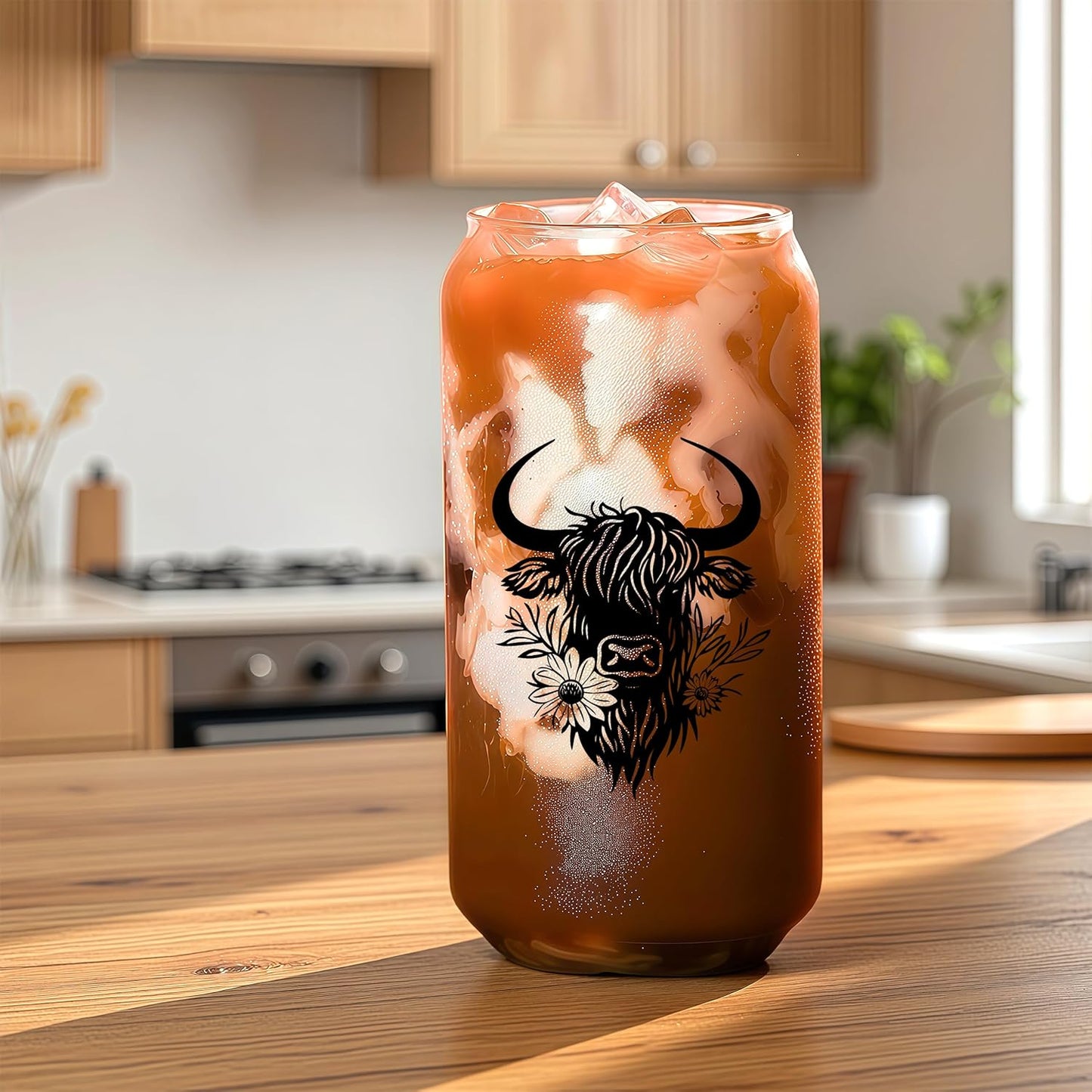 Cute Owl Glass Cup With Lids And Straws, Owl Gift For Women, IIced, Coffee, Smoothie, Cocktail, Beer, Whiskey, Soda, Matcha,16 Oz, Home Office Table Desk Decoration!