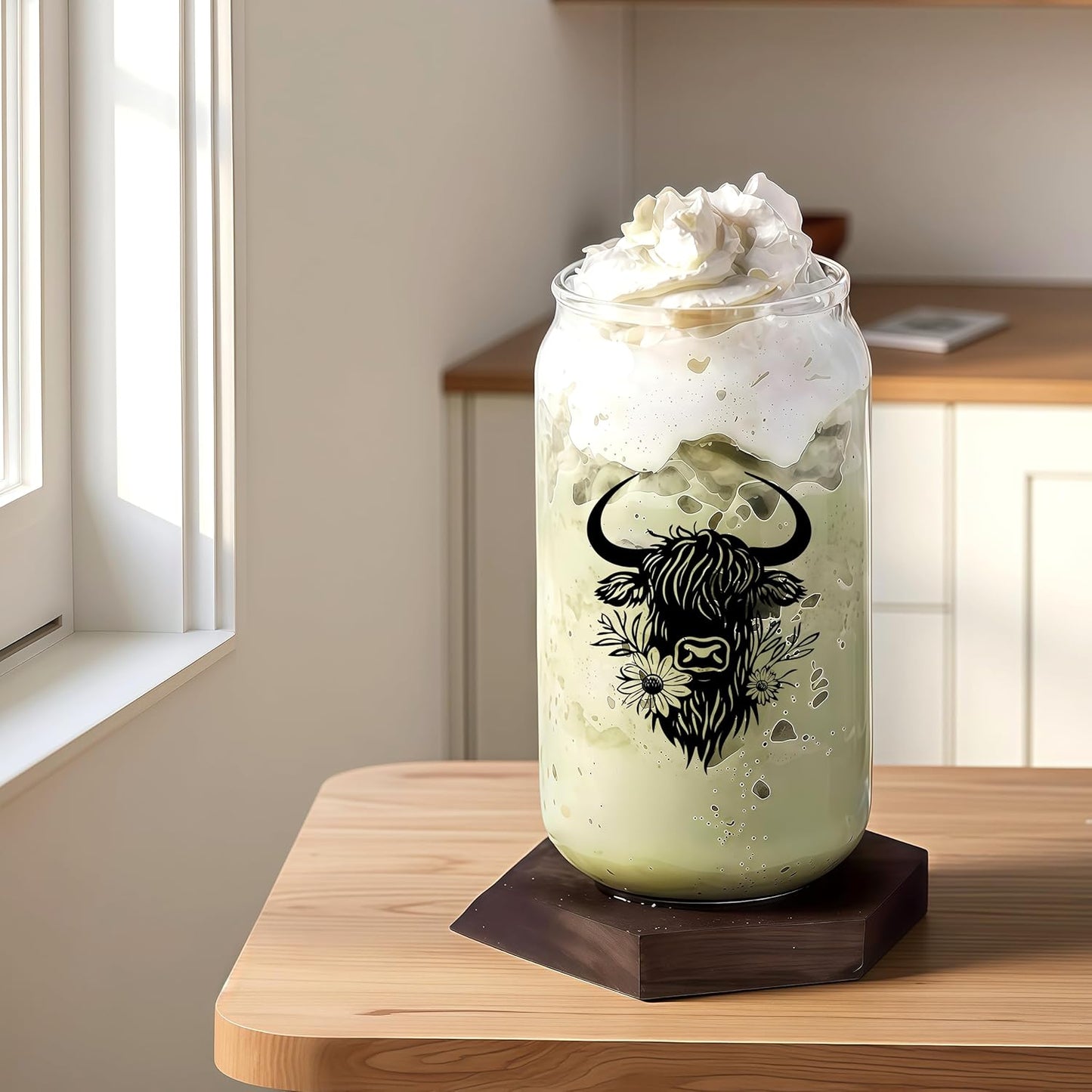Cute Owl Glass Cup With Lids And Straws, Owl Gift For Women, IIced, Coffee, Smoothie, Cocktail, Beer, Whiskey, Soda, Matcha,16 Oz, Home Office Table Desk Decoration!