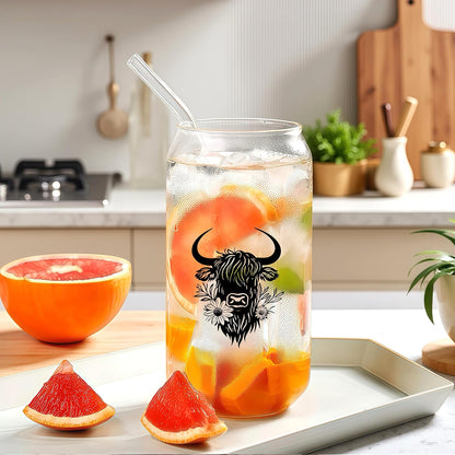 Cute Owl Glass Cup With Lids And Straws, Owl Gift For Women, IIced, Coffee, Smoothie, Cocktail, Beer, Whiskey, Soda, Matcha,16 Oz, Home Office Table Desk Decoration!