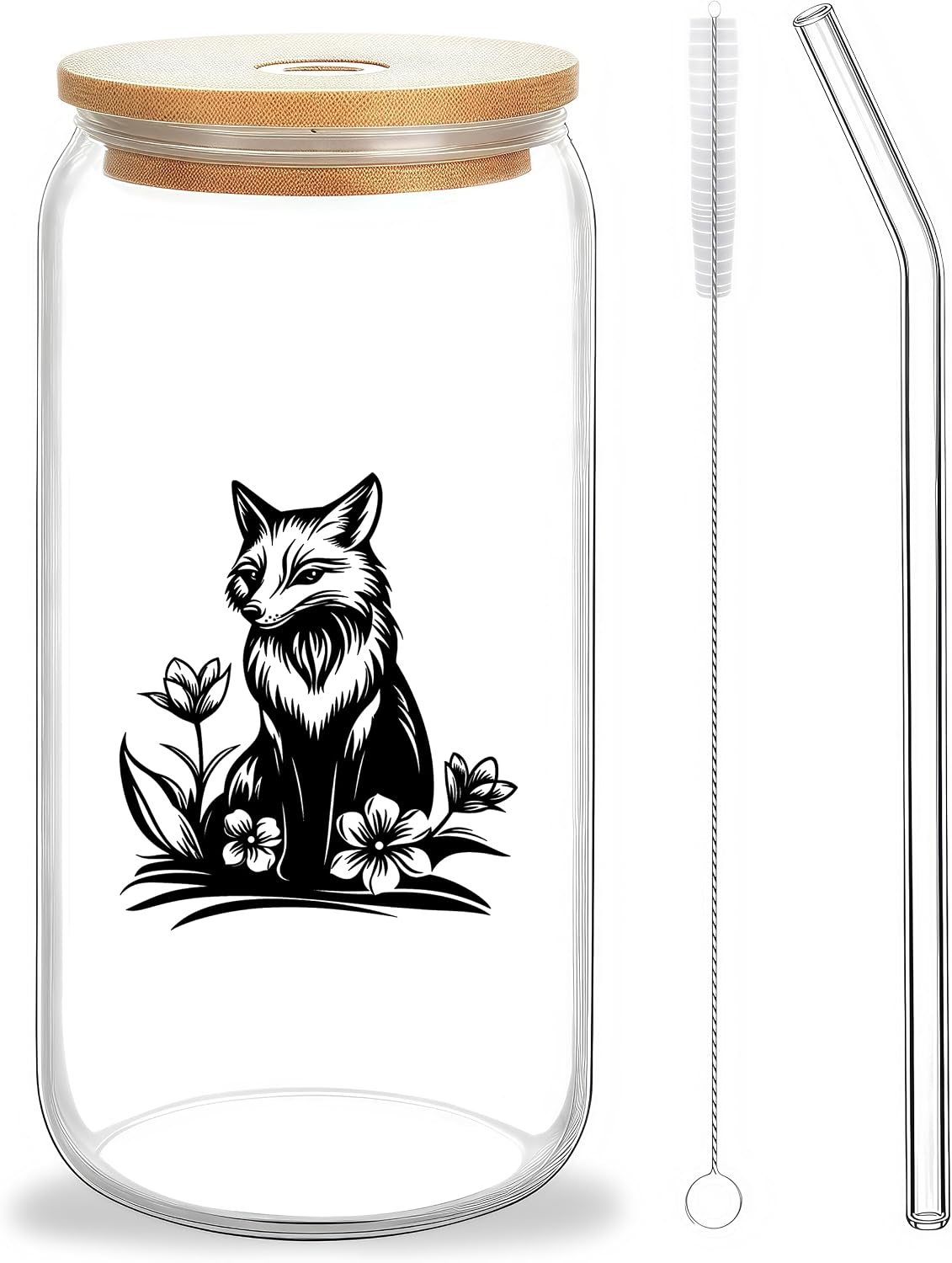 Cute Owl Glass Cup With Lids And Straws, Owl Gift For Women, IIced, Coffee, Smoothie, Cocktail, Beer, Whiskey, Soda, Matcha,16 Oz, Home Office Table Desk Decoration!
