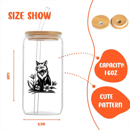 Cute Owl Glass Cup With Lids And Straws, Owl Gift For Women, IIced, Coffee, Smoothie, Cocktail, Beer, Whiskey, Soda, Matcha,16 Oz, Home Office Table Desk Decoration!