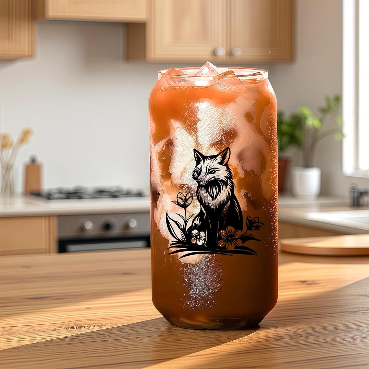 Cute Owl Glass Cup With Lids And Straws, Owl Gift For Women, IIced, Coffee, Smoothie, Cocktail, Beer, Whiskey, Soda, Matcha,16 Oz, Home Office Table Desk Decoration!