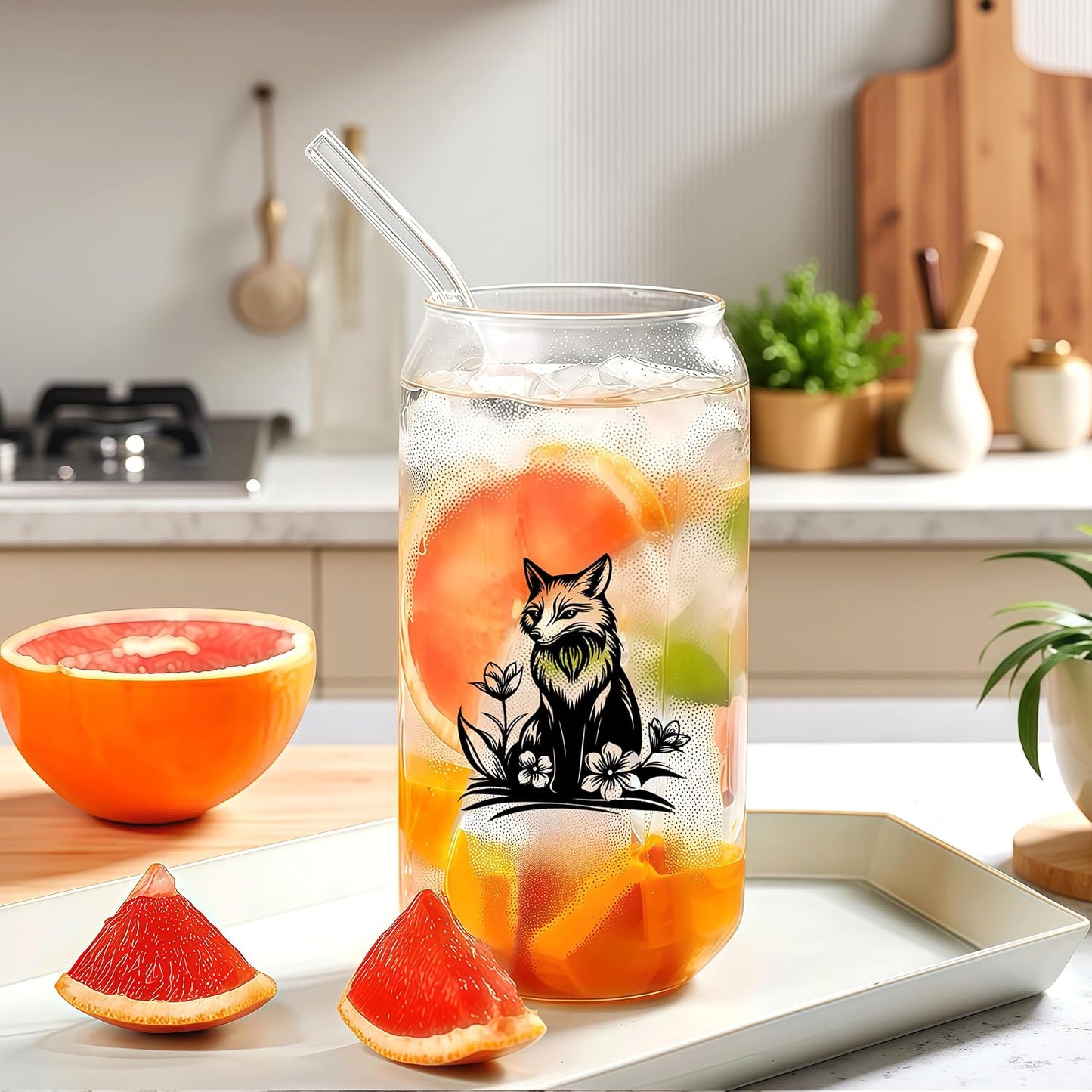 Cute Owl Glass Cup With Lids And Straws, Owl Gift For Women, IIced, Coffee, Smoothie, Cocktail, Beer, Whiskey, Soda, Matcha,16 Oz, Home Office Table Desk Decoration!