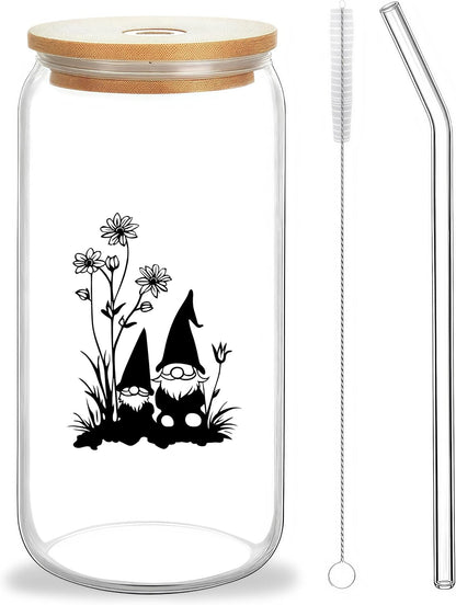 Cute Owl Glass Cup With Lids And Straws, Owl Gift For Women, IIced, Coffee, Smoothie, Cocktail, Beer, Whiskey, Soda, Matcha,16 Oz, Home Office Table Desk Decoration!