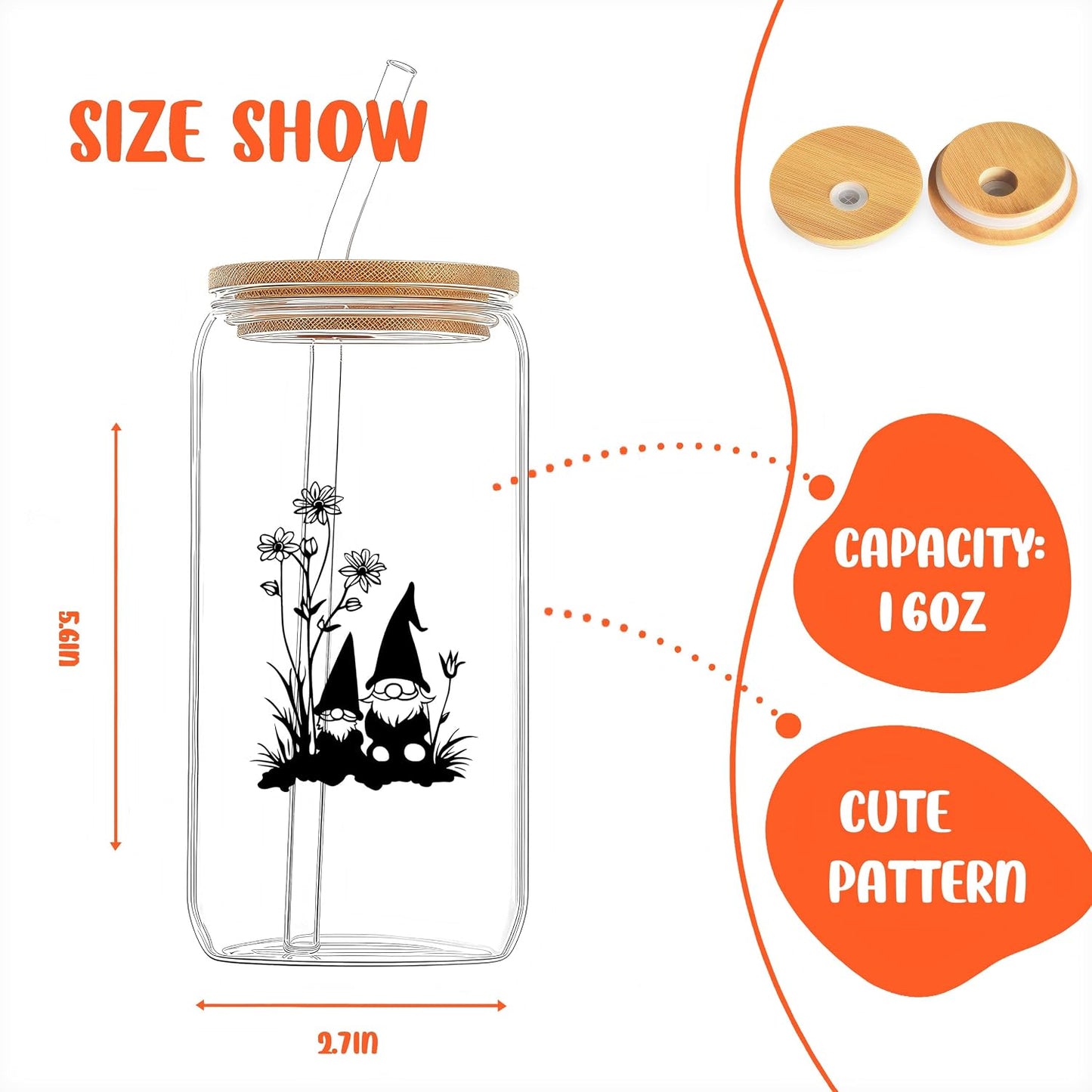 Cute Owl Glass Cup With Lids And Straws, Owl Gift For Women, IIced, Coffee, Smoothie, Cocktail, Beer, Whiskey, Soda, Matcha,16 Oz, Home Office Table Desk Decoration!