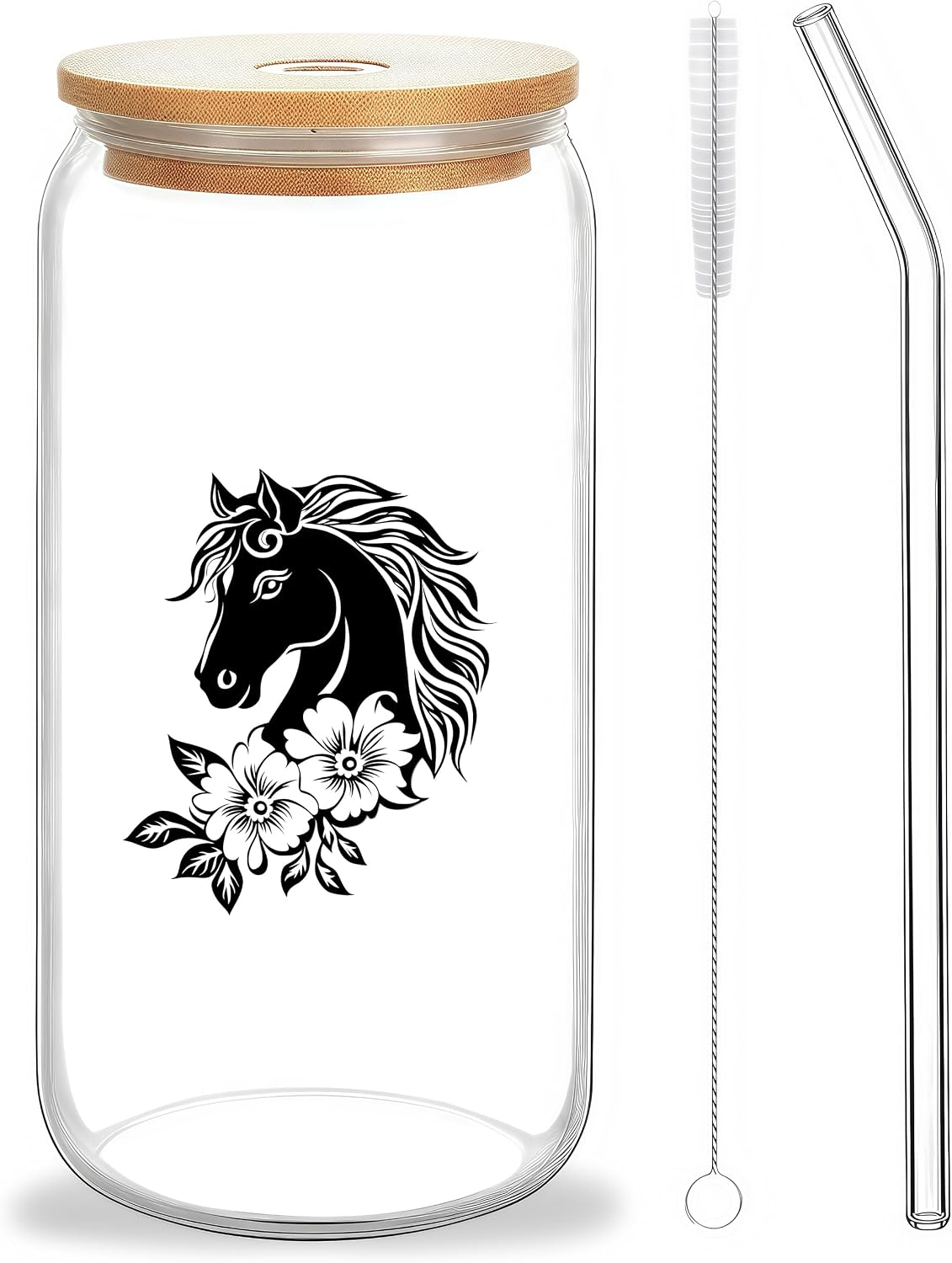 Cute Owl Glass Cup With Lids And Straws, Owl Gift For Women, IIced, Coffee, Smoothie, Cocktail, Beer, Whiskey, Soda, Matcha,16 Oz, Home Office Table Desk Decoration!