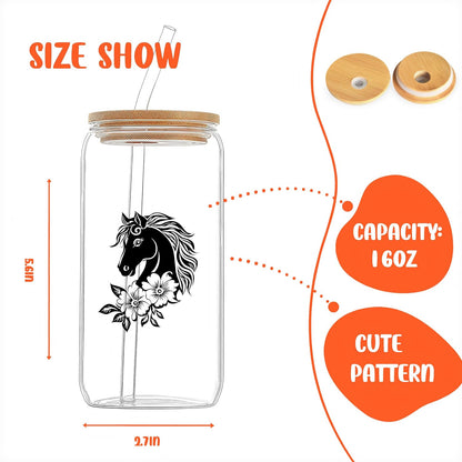 Cute Owl Glass Cup With Lids And Straws, Owl Gift For Women, IIced, Coffee, Smoothie, Cocktail, Beer, Whiskey, Soda, Matcha,16 Oz, Home Office Table Desk Decoration!