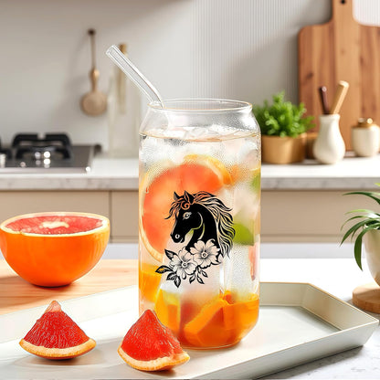 Cute Owl Glass Cup With Lids And Straws, Owl Gift For Women, IIced, Coffee, Smoothie, Cocktail, Beer, Whiskey, Soda, Matcha,16 Oz, Home Office Table Desk Decoration!