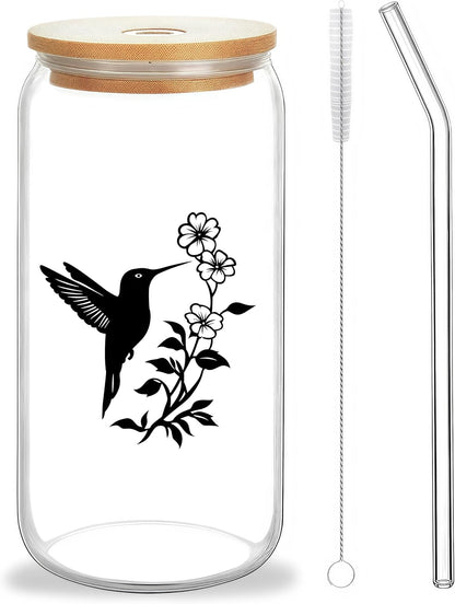 Cute Owl Glass Cup With Lids And Straws, Owl Gift For Women, IIced, Coffee, Smoothie, Cocktail, Beer, Whiskey, Soda, Matcha,16 Oz, Home Office Table Desk Decoration!