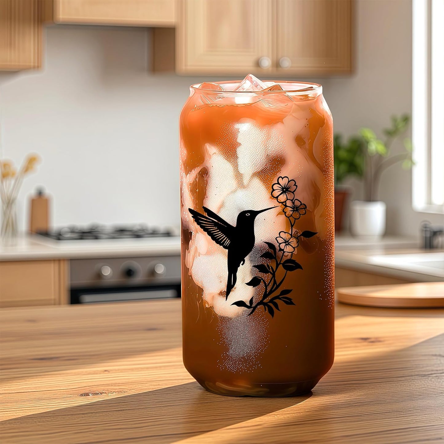 Cute Owl Glass Cup With Lids And Straws, Owl Gift For Women, IIced, Coffee, Smoothie, Cocktail, Beer, Whiskey, Soda, Matcha,16 Oz, Home Office Table Desk Decoration!