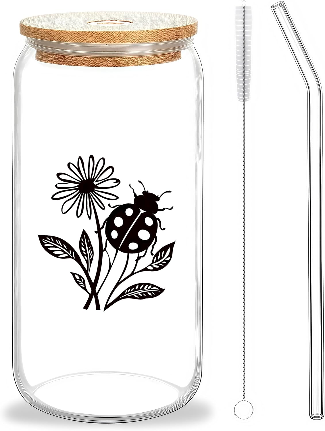Cute Owl Glass Cup With Lids And Straws, Owl Gift For Women, IIced, Coffee, Smoothie, Cocktail, Beer, Whiskey, Soda, Matcha,16 Oz, Home Office Table Desk Decoration!