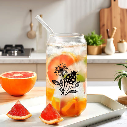 Cute Owl Glass Cup With Lids And Straws, Owl Gift For Women, IIced, Coffee, Smoothie, Cocktail, Beer, Whiskey, Soda, Matcha,16 Oz, Home Office Table Desk Decoration!