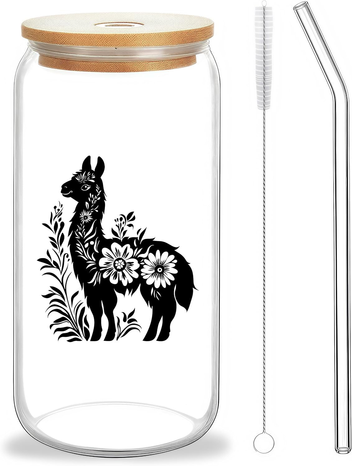 Cute Owl Glass Cup With Lids And Straws, Owl Gift For Women, IIced, Coffee, Smoothie, Cocktail, Beer, Whiskey, Soda, Matcha,16 Oz, Home Office Table Desk Decoration!