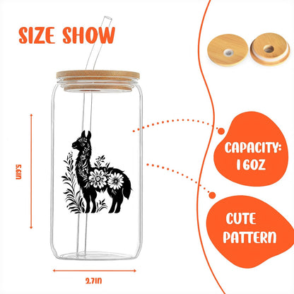 Cute Owl Glass Cup With Lids And Straws, Owl Gift For Women, IIced, Coffee, Smoothie, Cocktail, Beer, Whiskey, Soda, Matcha,16 Oz, Home Office Table Desk Decoration!
