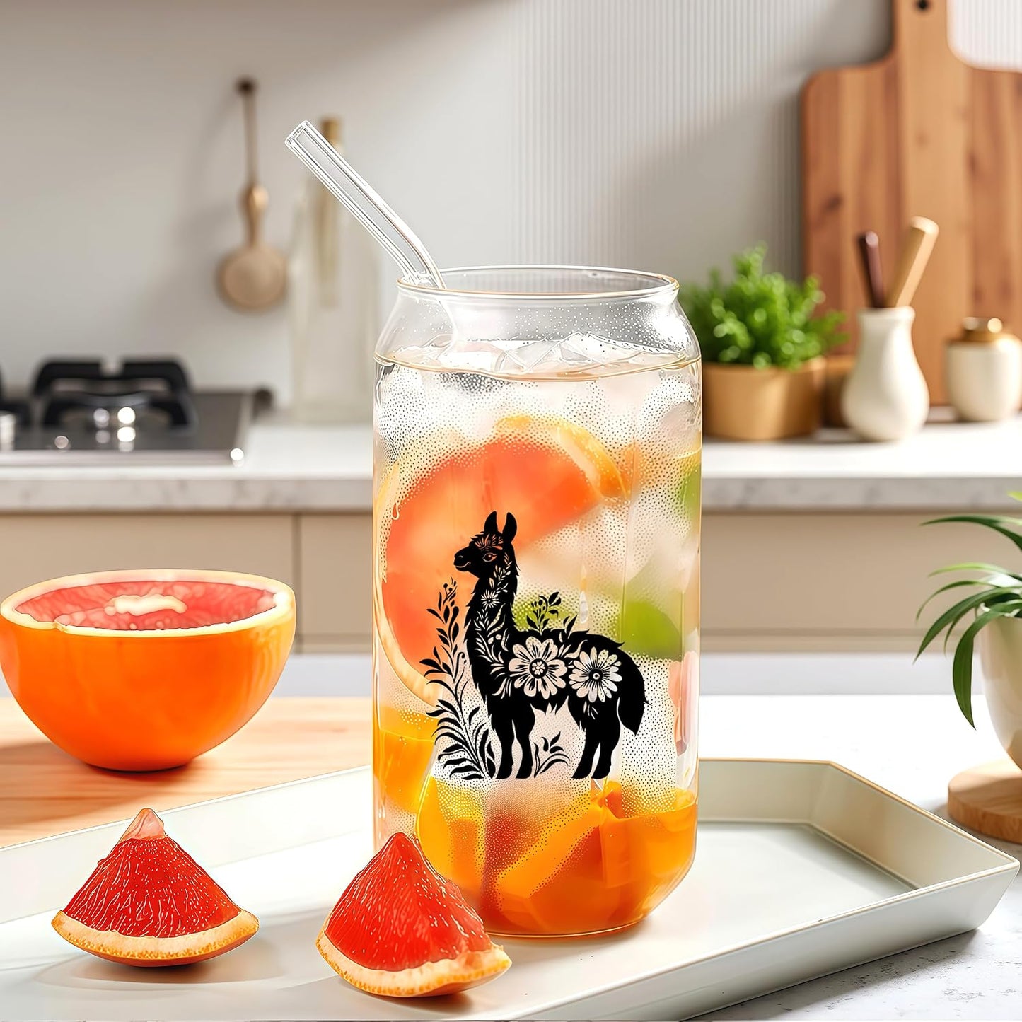 Cute Owl Glass Cup With Lids And Straws, Owl Gift For Women, IIced, Coffee, Smoothie, Cocktail, Beer, Whiskey, Soda, Matcha,16 Oz, Home Office Table Desk Decoration!