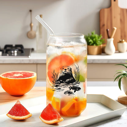 Cute Owl Glass Cup With Lids And Straws, Owl Gift For Women, IIced, Coffee, Smoothie, Cocktail, Beer, Whiskey, Soda, Matcha,16 Oz, Home Office Table Desk Decoration!