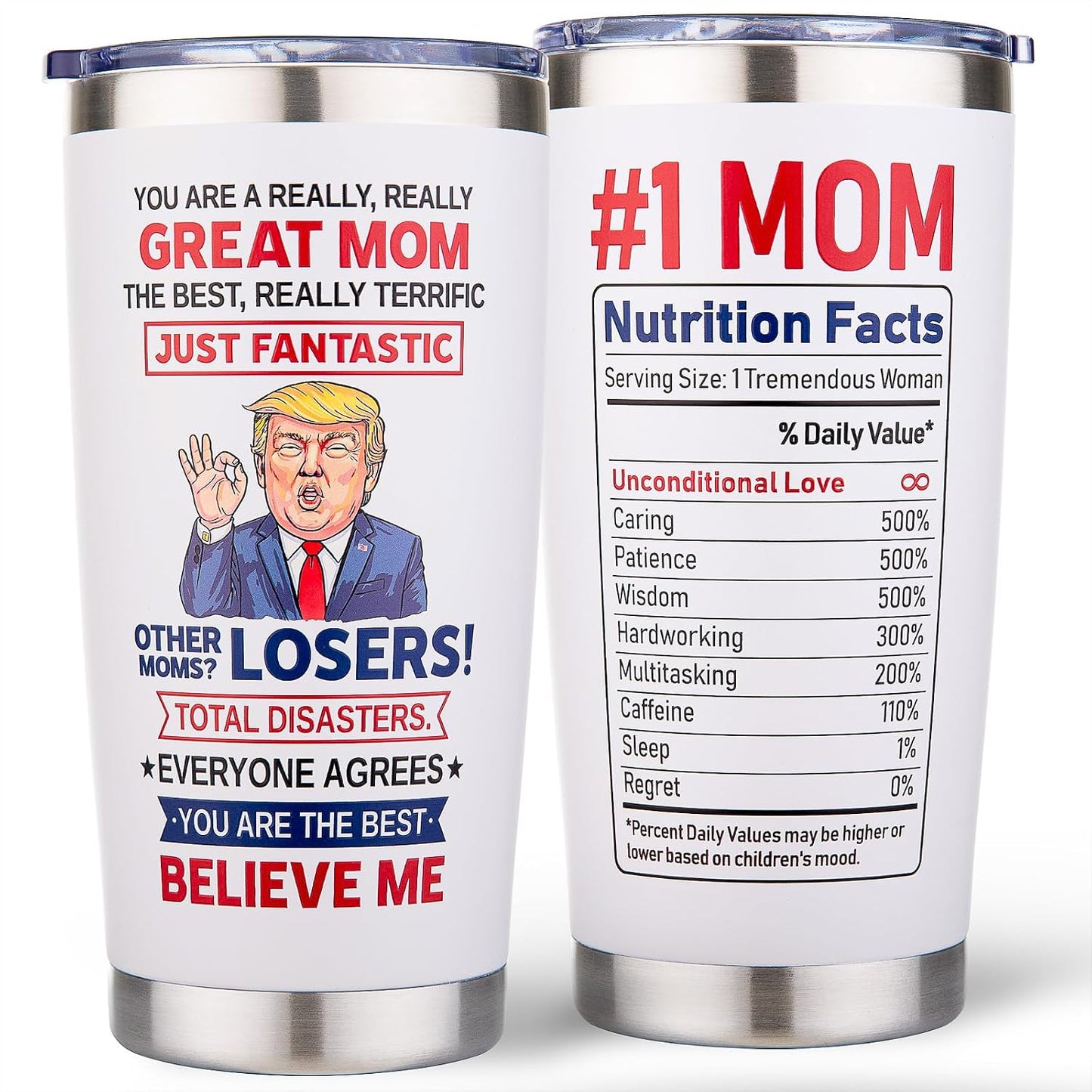 Gifts for Mom from Daughter Son - Funny Mothers Day Gift, Best Mom Ever Gifts, Unique Cool Birthday Christmas Presents Ideas for Moms - 20oz Moms Coffee Tumbler Mug Cup, Stainless Steel Insulated