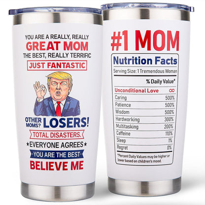 Gifts for Mom from Daughter Son - Funny Mothers Day Gift, Best Mom Ever Gifts, Unique Cool Birthday Christmas Presents Ideas for Moms - 20oz Moms Coffee Tumbler Mug Cup, Stainless Steel Insulated
