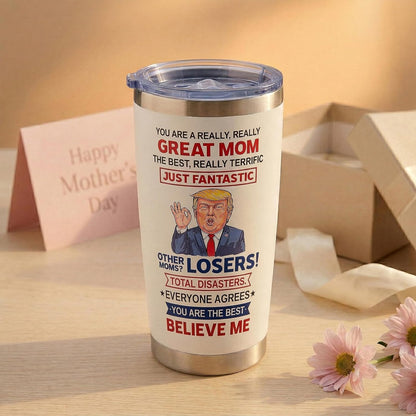 Gifts for Mom from Daughter Son - Funny Mothers Day Gift, Best Mom Ever Gifts, Unique Cool Birthday Christmas Presents Ideas for Moms - 20oz Moms Coffee Tumbler Mug Cup, Stainless Steel Insulated