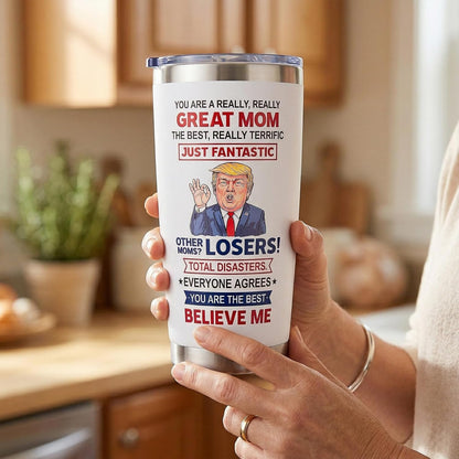 Gifts for Mom from Daughter Son - Funny Mothers Day Gift, Best Mom Ever Gifts, Unique Cool Birthday Christmas Presents Ideas for Moms - 20oz Moms Coffee Tumbler Mug Cup, Stainless Steel Insulated