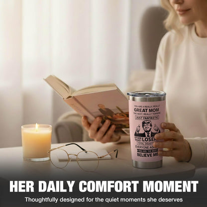 Gifts for Mom from Daughter Son - Funny Mothers Day Gift, Best Mom Ever Gifts, Unique Cool Birthday Christmas Presents Ideas for Moms - 20oz Moms Coffee Tumbler Mug Cup, Stainless Steel Insulated