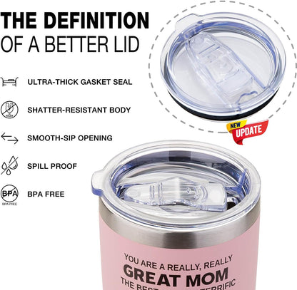 Gifts for Mom from Daughter Son - Funny Mothers Day Gift, Best Mom Ever Gifts, Unique Cool Birthday Christmas Presents Ideas for Moms - 20oz Moms Coffee Tumbler Mug Cup, Stainless Steel Insulated