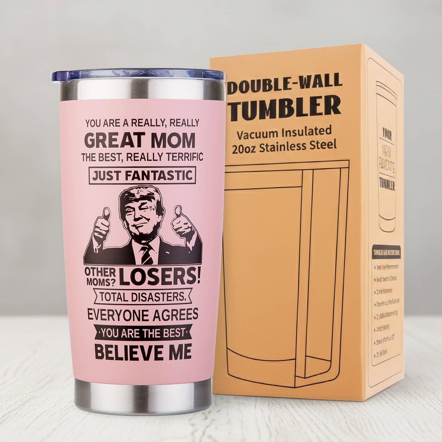Gifts for Mom from Daughter Son - Funny Mothers Day Gift, Best Mom Ever Gifts, Unique Cool Birthday Christmas Presents Ideas for Moms - 20oz Moms Coffee Tumbler Mug Cup, Stainless Steel Insulated