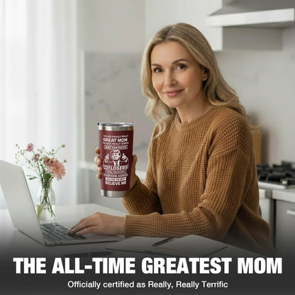 Gifts for Mom from Daughter Son - Funny Mothers Day Gift, Best Mom Ever Gifts, Unique Cool Birthday Christmas Presents Ideas for Moms - 20oz Moms Coffee Tumbler Mug Cup, Stainless Steel Insulated