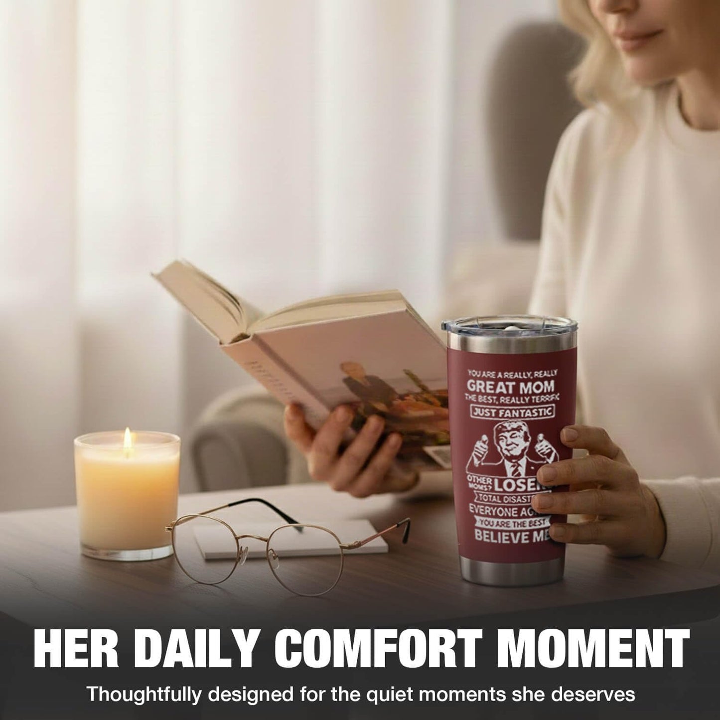 Gifts for Mom from Daughter Son - Funny Mothers Day Gift, Best Mom Ever Gifts, Unique Cool Birthday Christmas Presents Ideas for Moms - 20oz Moms Coffee Tumbler Mug Cup, Stainless Steel Insulated