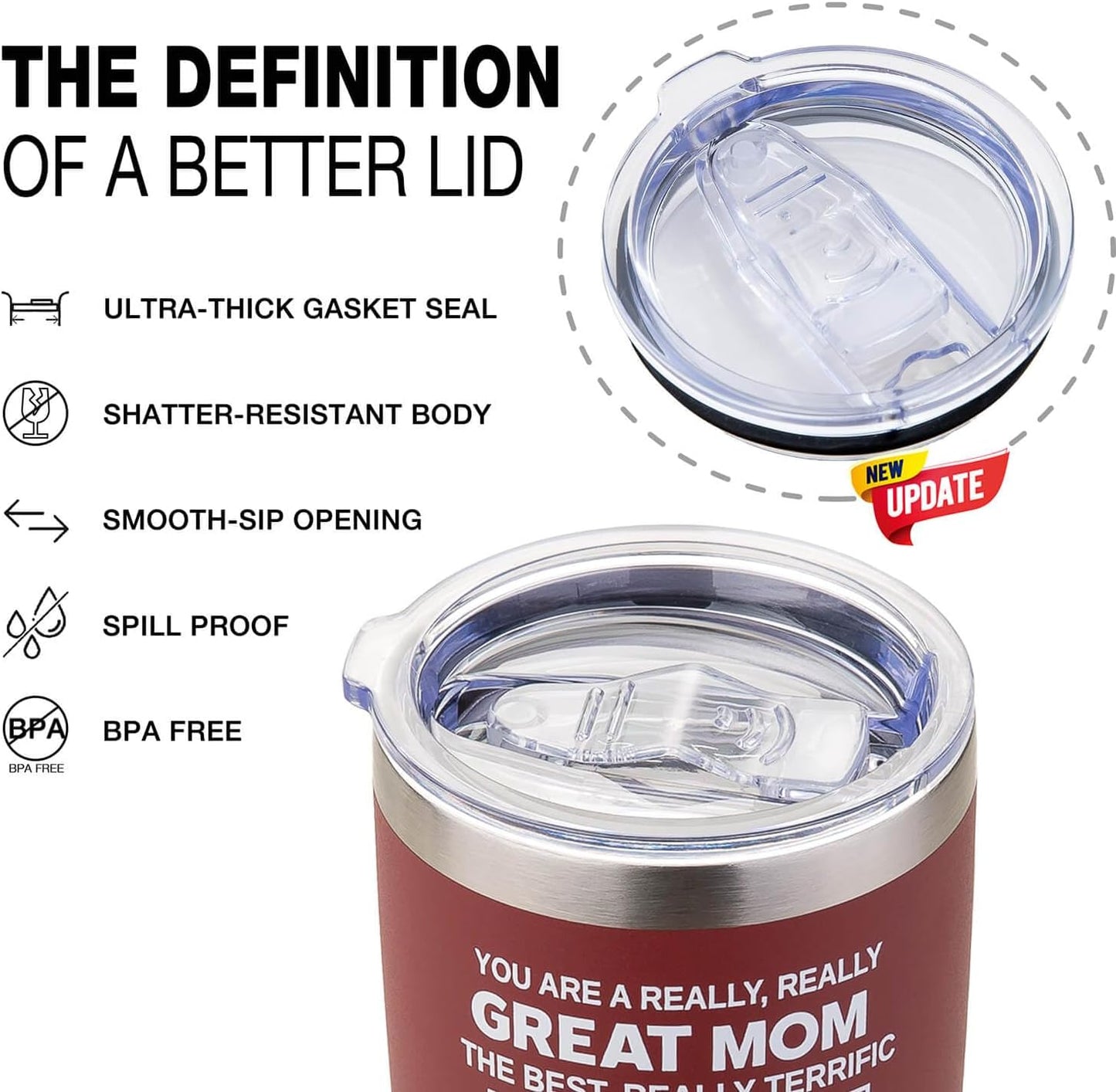 Gifts for Mom from Daughter Son - Funny Mothers Day Gift, Best Mom Ever Gifts, Unique Cool Birthday Christmas Presents Ideas for Moms - 20oz Moms Coffee Tumbler Mug Cup, Stainless Steel Insulated