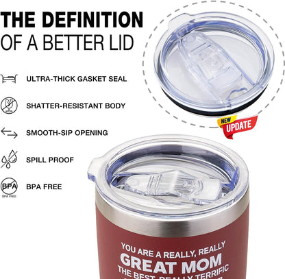 Gifts for Mom from Daughter Son - Funny Mothers Day Gift, Best Mom Ever Gifts, Unique Cool Birthday Christmas Presents Ideas for Moms - 20oz Moms Coffee Tumbler Mug Cup, Stainless Steel Insulated