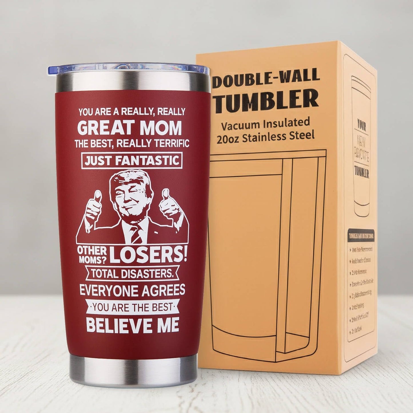 Gifts for Mom from Daughter Son - Funny Mothers Day Gift, Best Mom Ever Gifts, Unique Cool Birthday Christmas Presents Ideas for Moms - 20oz Moms Coffee Tumbler Mug Cup, Stainless Steel Insulated